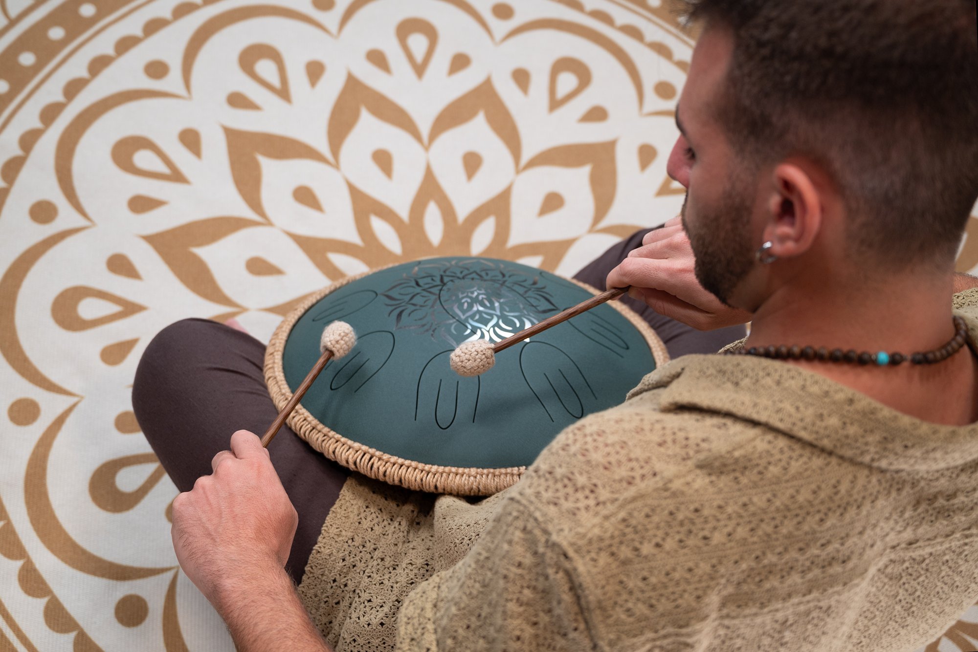 OSTD4DGE Octave Steel Tongue Drum Fis Moll Dunkelgrün 16" 432Hz